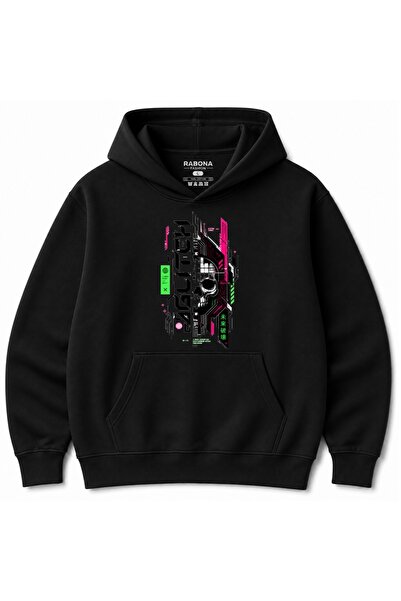 Rabona Fashion Hanorac grafic Cyberpunk Japonez Neon Cyber Skull 2077