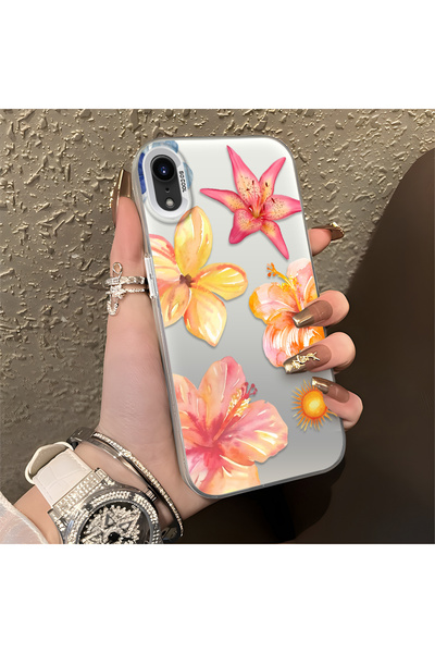 CHICASELUX حافظة هاتف متوافقة مع iPhone XR بنمط الأزهار الاستوائية ونمط الشمس...