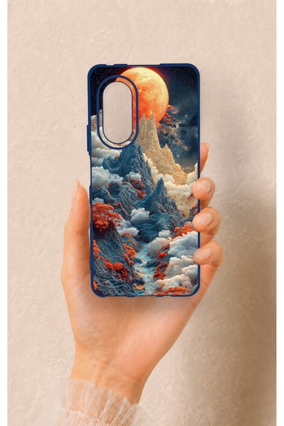 Vip Case Huawei Nova 9Se Compatible Red Moon Patterned Silicone Case