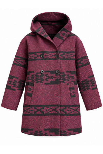 Retrobird Urban Retro Hooded Oversize Jacket Coat Women's Burgundy - Black