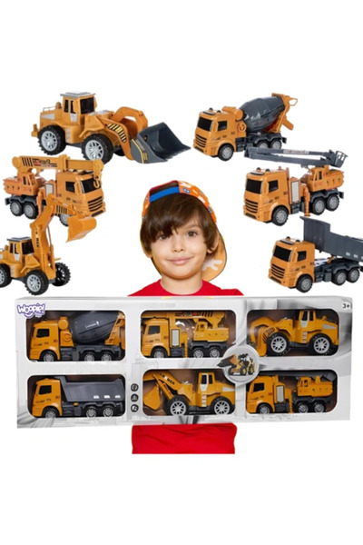 CIUPIGo Set mare de vehicule de construcții 6-în-1 – utilaje cu piese mobile,...