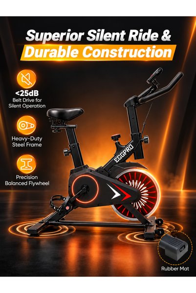 EGG 30030 Quiet Stationary Exercise Bike for Home Use, 16-Level Resistance, Support 180KG, Sensors & LCD