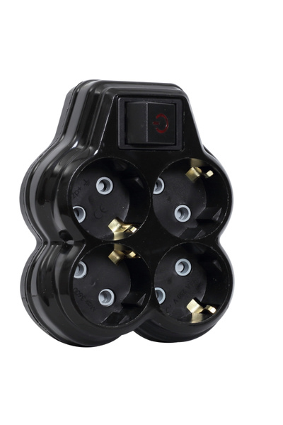 Şıkbay 4-Outlet Switched Goliath Socket Black