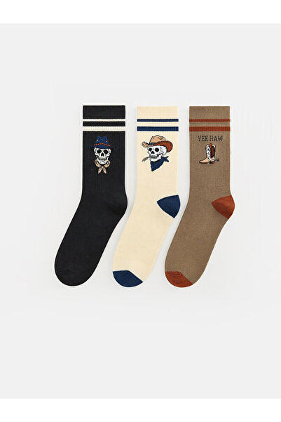 LC Waikiki Embroidered Men's Socks from Uzg Store for Style Enthusiasts, 3-Pack