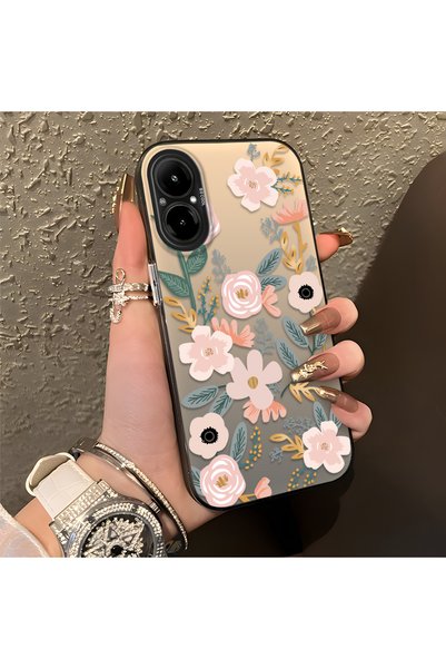 CHICASELUX حافظة هاتف Realme C67 4G متوافقة مع نمط زهرة الربيع الوردية وأوراق...