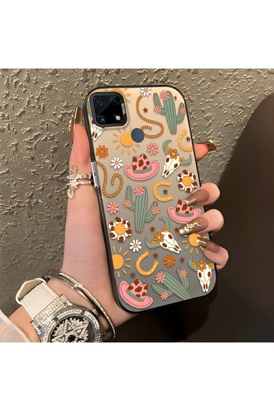 CHICASELUX حافظة هاتف متوافقة مع Realme C15/C25/C25S بنمط الصبار والشمس على ط...