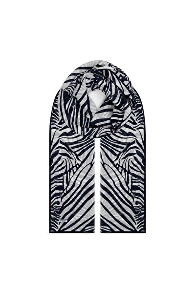 ipekevi Zebra Desenli Pamuk Şal 03059-Siyah Beyaz