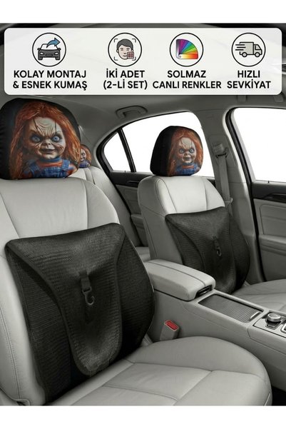 detayderidireksiyon Korkunç Başlık Esnek Oto Koltuk Başlık Kılıfı - 2'li Set ...