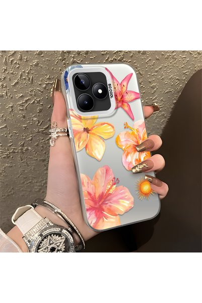 CHICASELUX Realme Note 50 Compatible Watercolor Tropical Flower and Sun Patte...