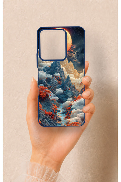 Vip Case Vivo Y35 Compatible Red Moon Patterned Silicone Case