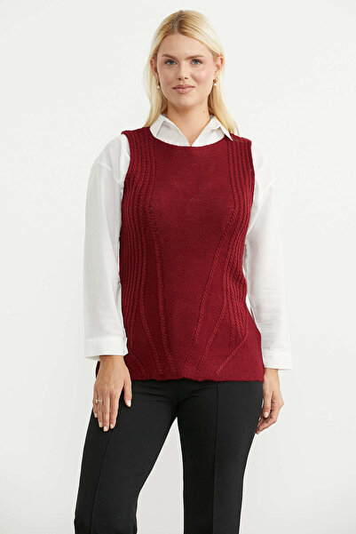 Sementa Wool Round Neck Knit Sweater - Burgundy