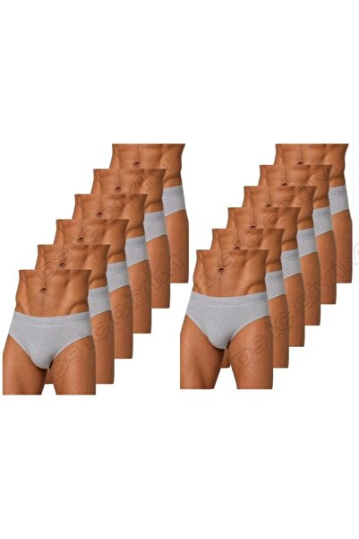 Yıldız Çamaşır 67 Men's Modal Belted Gray Slip Underwear 12 Pieces
