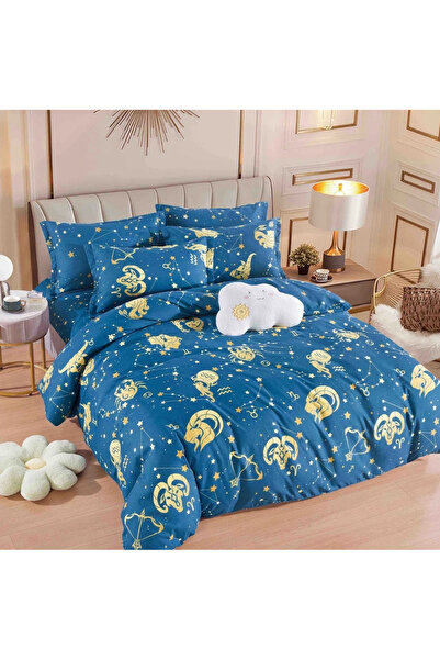 decorami Double bed linen, FINET, 6 pieces, with Stretchy, Jojo Home, Blue, z...