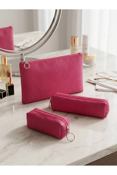 Adalinhome Multi-Purpose 3-Piece Travel and Stationery Set (Bag, Pen Holder & Mini Wallet)