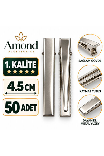 amond 4,5 cm Metal Pens Toka 1. Kalite 50 Adet – Timsah Toka, Fiyonk ve Saç T...