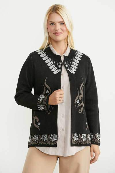 Sementa Thick Wool Knitwear Jacket with Pockets - Black