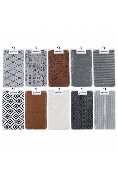 KİLİMSER Banyo Halısı Yolluk 2'li Siyah - Beyaz 60 x 100