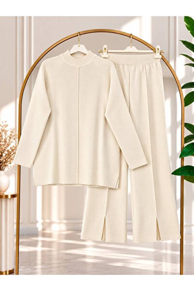 YILMAZBARMAZ Women's Hijab Detailed Knitwear Pants Set