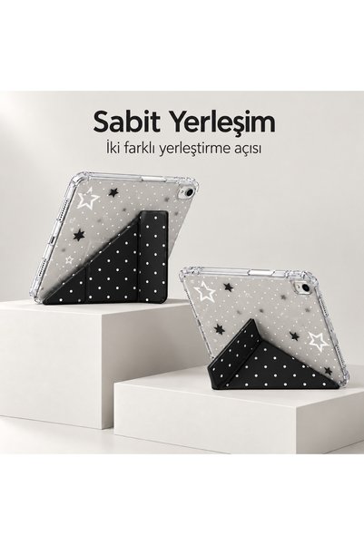 Alfa MEC Samsung Galaxy Tab S10 FE /S10 Lite/S10/S9 FE/S9 Uyumlu Uyumlu Desenli Mars Kalem Bölmeli Kılıf