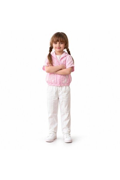 Other Girls' Set Pink and White Floral Embroidered T-Shirt and Long Pants Set