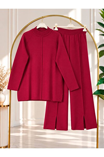 YILMAZBARMAZ Women's Hijab Detailed Knitwear Pants Set