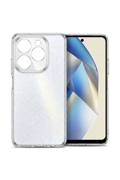 Nezih Case İnfinix Hot 40 Pro ile Uyumlu Şeffaf Simli Darbe Önleyici Silikon ...