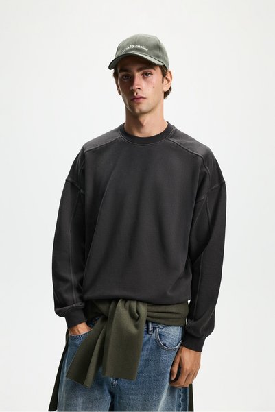 LEFTIES ERKEK Soluk efektli yazılı sweatshirt