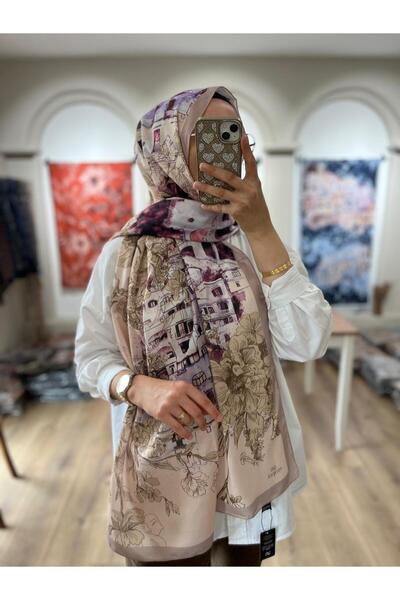 Merwiss شال ناعم من فلورينزا بنقشة زهور قطنية - بيج