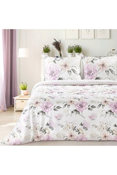 Eurofirany 220x200 Primăvară 31 flori albe roz lenjerie de pat din satin NEW24