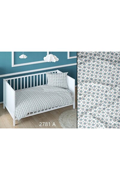 Karo Lenjerie de pat din bumbac 140x200 cu elefanți gri-albastru pentru copii...