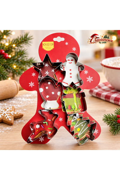 Craciunescu By DBR Set 6 Forme pentru Fursecuri de Craciun, Modele Festive -