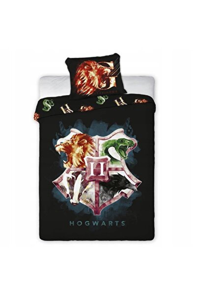 Faro Lenjerie de pat din bumbac 160x200 Harry Potter 002 Stema neagră