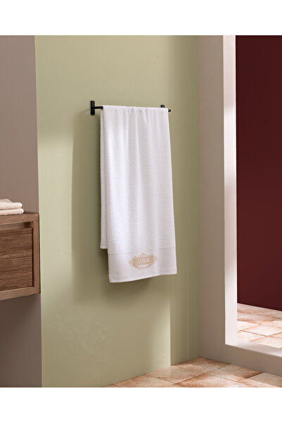Madame Coco Prosop de baie Sophie Pamuklu - Alb/Bej - 70x140 cm