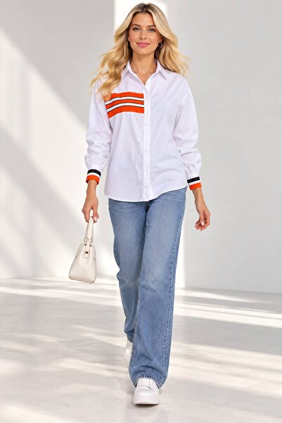 MAY MARA Women's Plus Size Striped Detailed Shirt
