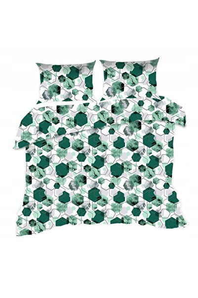 Karo Lenjerie de pat bumbac 160x200 1612N verde geometric Clasic E24