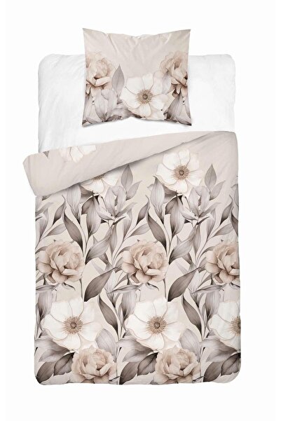 Detexpol Lenjerie de pat din satin 140x200 subțire cu motive florale în nuanț...