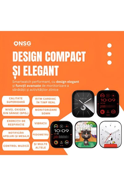 Sunix Smartwatch WT 5 Pro, AMOLED 45mm, Bluetooth 5.1, Încărcare wireless, Alb
