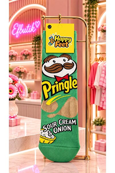 EFBUTİK Green Pringles Sour Cream & Onion Long Socks