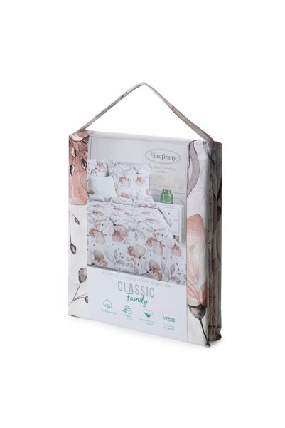 Eurofirany Lenjerie de pat din bumbac 220x200 Nicky alb cu flori colorate