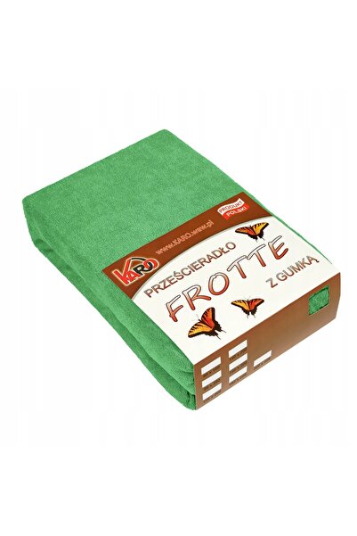 Karo Cearșaf de pat din frotir cu elastic 160×200 Verde cu buline