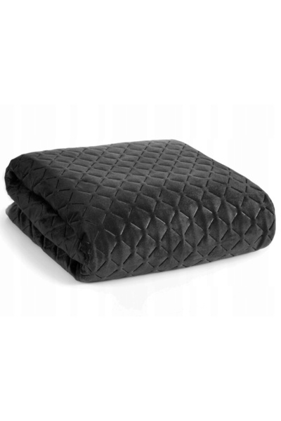 Eurofirany Cuvertură de pat decorativă 200x220 Dimon negru geometric velur