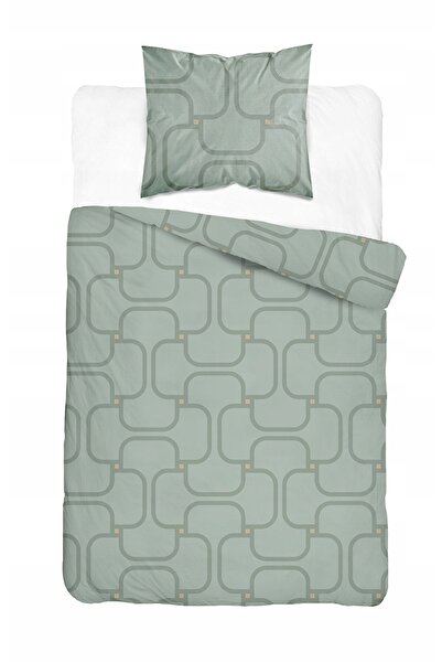 Detexpol Lenjerie de pat din satin 140x200 model geometric verde -5995 A - Ho...