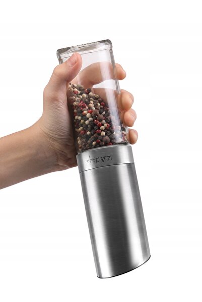Vialli Design Râșniță electrică ceramică cu gravitație pentru sare și piper, ...
