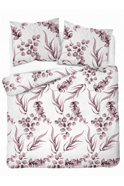 Detexpol Lenjerie de pat din bumbac 160x200 Flori Frunze Trandafir Roz Mélange