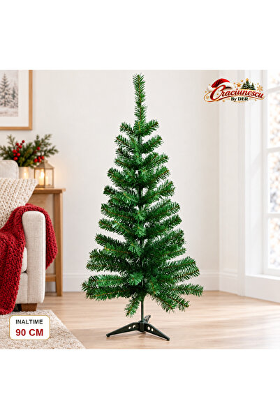 Craciunescu By DBR Brad Artificial de Craciun 90 cm, Verde si Compact -