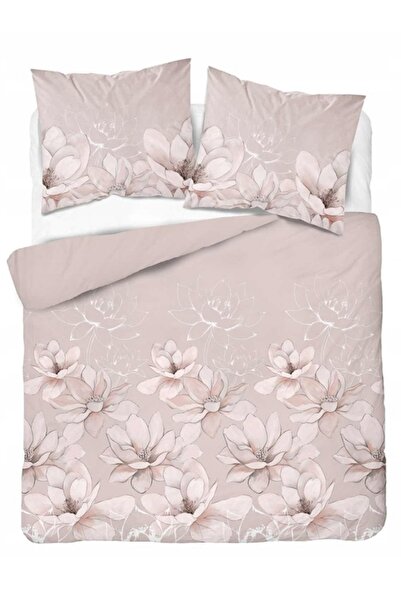 Detexpol Lenjerie de pat din satin roz 220x200 cu flori mari de magnolie -5802 B