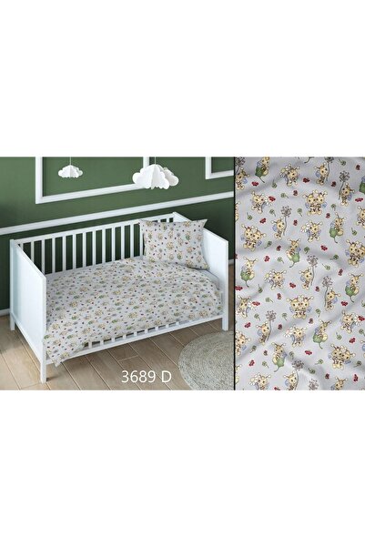 Karo Lenjerie de pat din bumbac 140x200 gri-alb cu albine pentru copii cu pri...