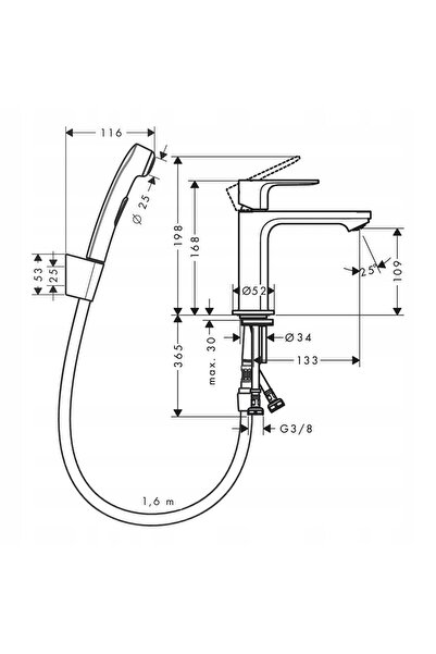Hansgrohe Rebris S Baterie monocomandă pentru lavoar 110 cu bideu 72215000