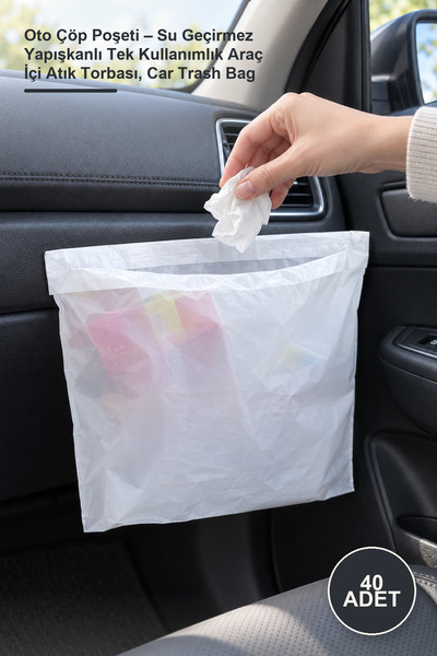 Yenilig 40 bucăți de saci de gunoi auto - sac de deșeuri auto adeziv impermea...