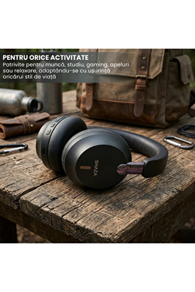 shaza Căști Bluetooth Over-Ear SS3511, ANC, Autonomie 30 Ore, Negru